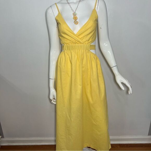 NWT All About May  Bon Voyage‎ Yellow Cut-Out Sides Tie Back Sundress -- 6 - Picture 5 of 16